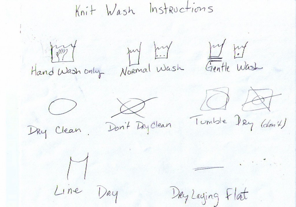 knitting wash wash instructions